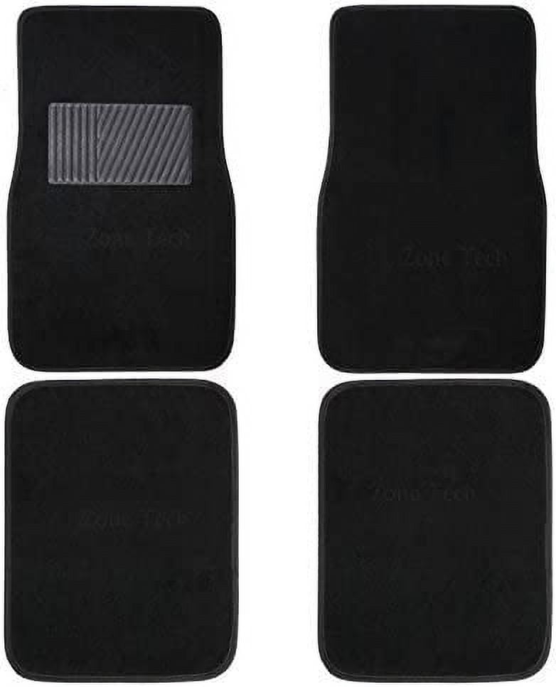 Zone Tech All Weather Carpet Vehicle Floor Mats, 4 Piece Black Carpet  Vehicle Floor Mats Plus Vinyl Heel Pad for Additional Protection - Driver  Seat, Passenger Seat and Rear Floor Mats 