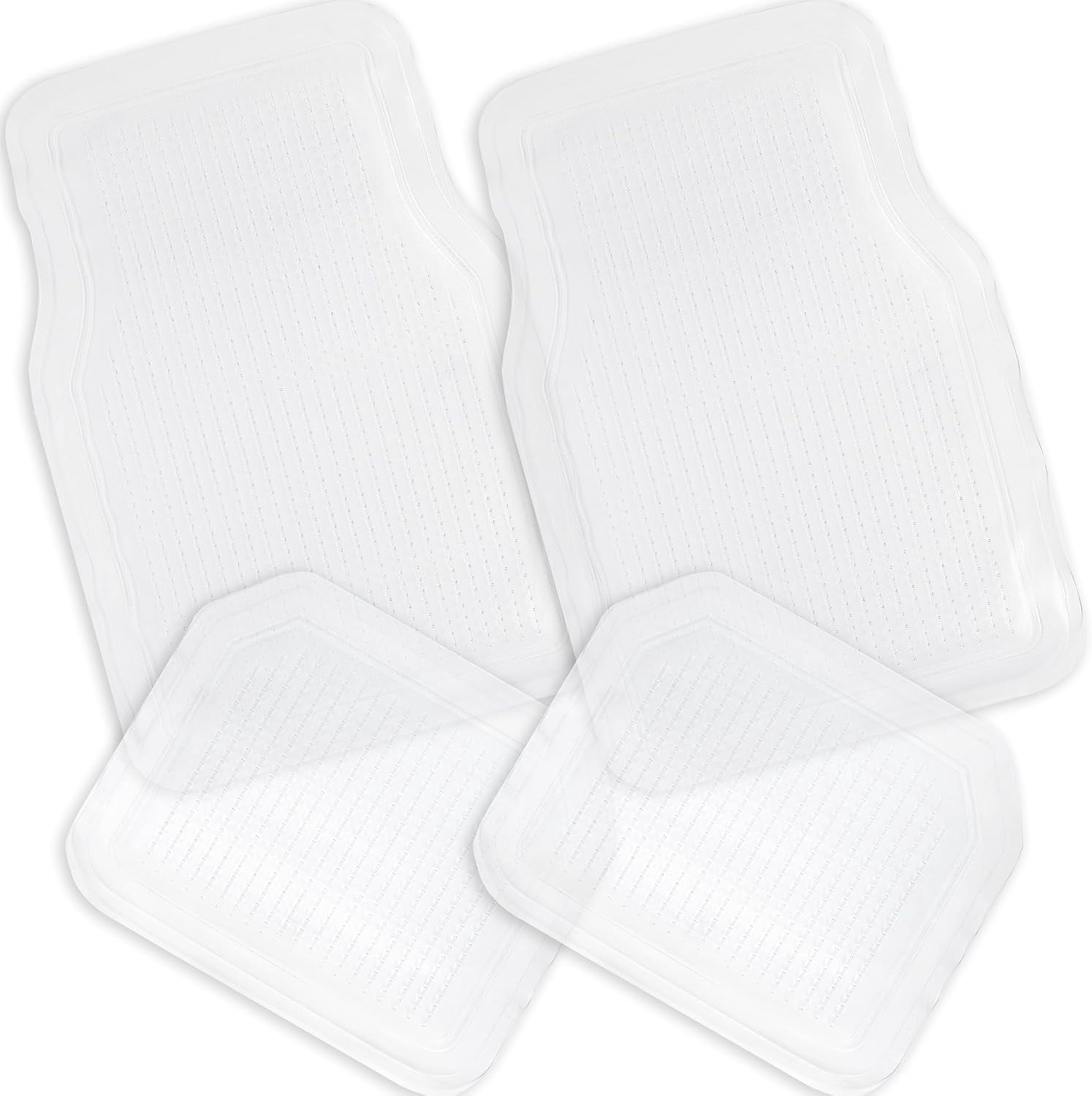 Zone Tech All Weather Full Rubber Clear Car Interior Floor Mats - 4-Piece Set Clear Heavy Duty Car Interior Floor Mats