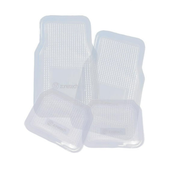 Zone Tech All Weather Full Rubber Clear Car Interior Floor Mats - 4-Piece Set Clear Heavy Duty Car Interior Floor Mats