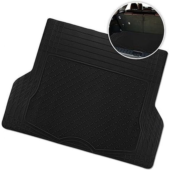 Zone Tech All-Weather Universal Rubber Trunk Cargo Liner Car Floor Mat, Black
