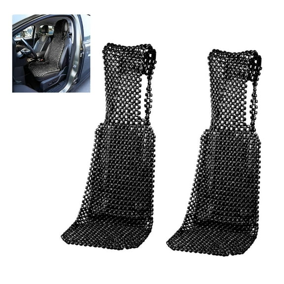 Zone Tech Beaded Seat Cover for Cars - Cooling, Massage Cushion, Car Seat Natural Wooden Beads for Semi Truck, Trailer, Car (Black 2-Pack)