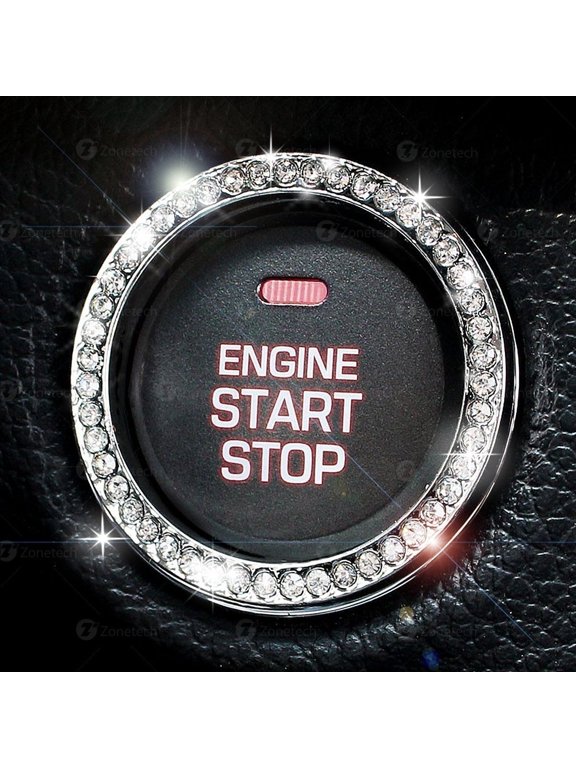 Zone Tech Car Bling Ring Adhesive Crystal Start Engine Ignition Button Key Knobs