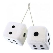 Zone Tech Car Decorative Hanging Mirror Fuzzy Dice Pair Accessories, Black and White 3”
