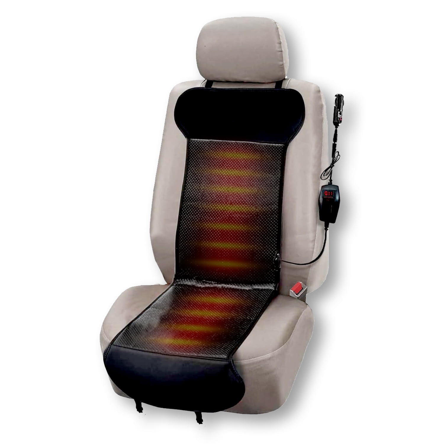 Zone Tech Car Heated Seat Cover Cushion for Winter 12V Black Seat Warmer perfect for Cold Driving