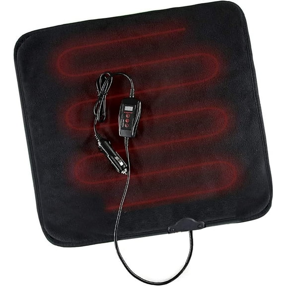Zone Tech Car Mini Heated Travel Blanket Pad – Classic Black 12V Comfortable Heating Car Mini Blanket Pad Perfect for Winter Travels