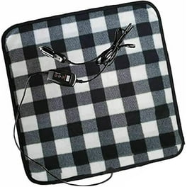 Electric Car Blanket 12 Volt Portable Heated Blanket Warm Travel Blanket  for Cold Weather, Road Trip （Black/White Plaid） 