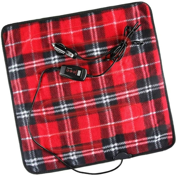 Zone Tech Car Mini Heated Travel Blanket Pad – Red Plaid 12V Comfortable Heating Car Mini Blanket Pad Perfect for Winter Travels
