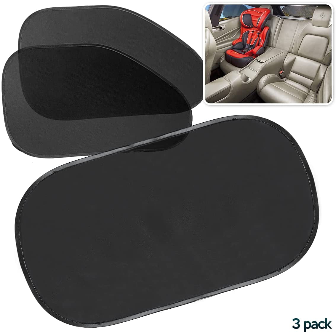 5PCS Car Window Shades Side Rear Sun Shade Mesh Cover UV Protection Glare Shield