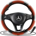 thumbnail image 2 of Zone Tech Genuine Sheepskin Steering Wheel Cover – Slip-On – Black/Gray/White – 14.5-15 Inch 2 of 5
