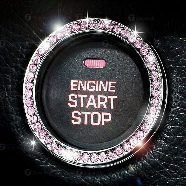 Zone Tech Chrystal Bling Ring Emblem Sticker Pink Crystal Bling Car