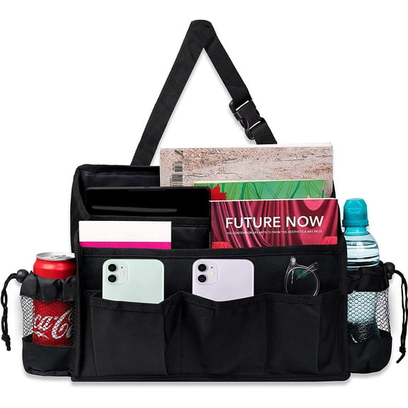 Zone Tech Classic Black Durable Rugged Pack Cloth compact Car Seat Driver Headrest Organizer