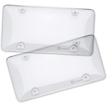 Zone Tech Clear License Plate Shields - 2-Pack Novelty/License Plate Clear Bubble Shields
