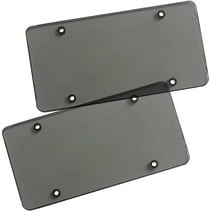 Zone Tech Clear Smoked Unbreakable License Plate Shields - 2-Pack Novelty/License Plate Clear Smoked Flat Thick Shields