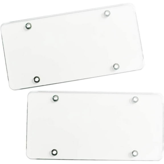 Zone Tech Clear Unbreakable License Plate Shields - 2-Pack Novelty/License Plate Clear Durable Flat Thick Shields