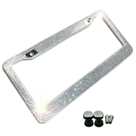 Zone Tech Crystal License Plate Frame Jeweled Vanity Plate Holder Bling Car Accessories