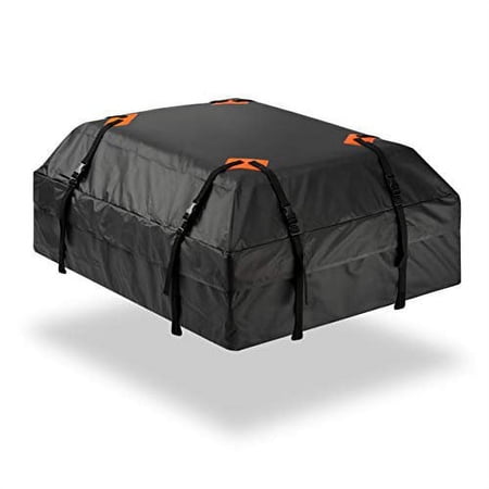 Zone Tech Durable Roof Top Waterproof Cargo Bag Classic Black 15 Cubic Feet Universal Waterproof, Foldable and Leak Proof Traveling Roof Top Car Bag
