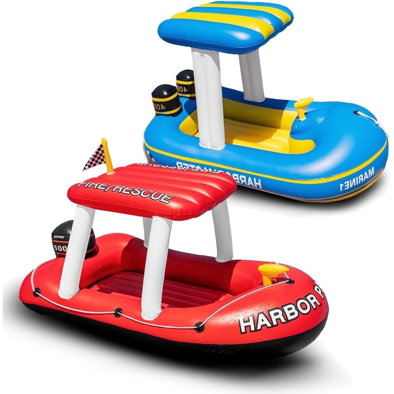 ZoneTech Fireboat Squirter and Patrol Boat Inflatable Pool Toy and