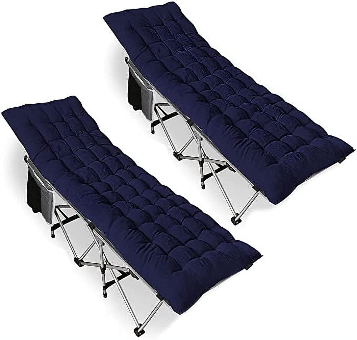 Zone Tech Folding Outdoor Camping Travel Cot and Cot Pad Classic Navy