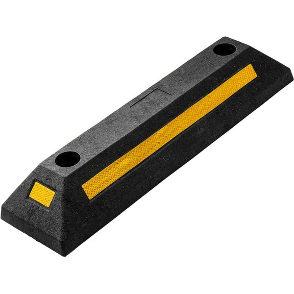 Zone Tech Heavy Duty Vehicle Rubber Parking Guide - 1 Pc Durable Car, Van, Truck Garage Driveway Floor Wheel Stopper Professional Grade Parking with Reflective Tape