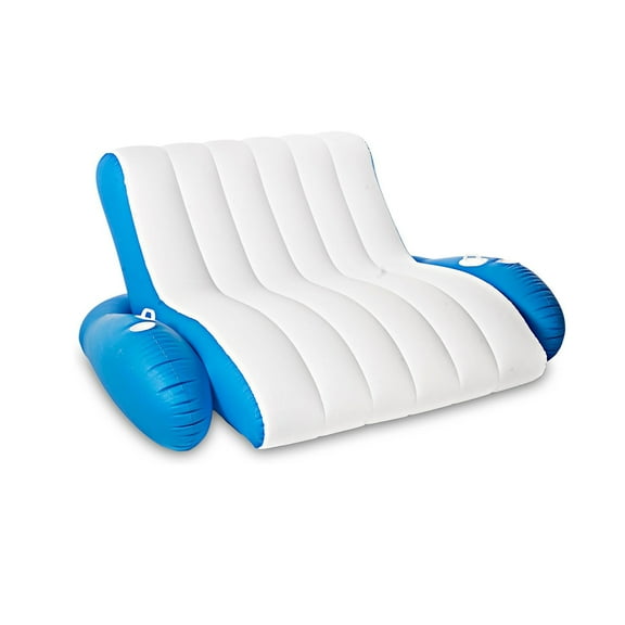 Zone Tech Inflatable Pool Recliner Luxury Float - High & Dry Duo Float, Cup Holders & Handles, Heavy-Duty