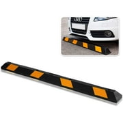 Zone Tech Large Heavy Duty Rubber Parking Curb 72" Black Striped Long - Car Garage Wheel Stopper- Professional Grade Parking w/ Yellow Reflective Tape for Car, Truck, Trailer and RV
