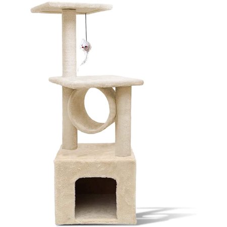 Zone Tech Pet Cat Tower Tree - Safe Beige 36" x 13.3" Cat Tree Tower Playing Spot Condo