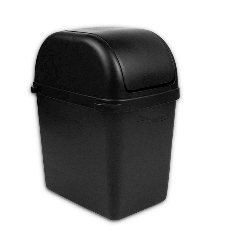 Zone Tech Portable Mini Car Garbage Can with Latch Grip - Classic Black  Black Universal Traveling Portable Car Trash Can 