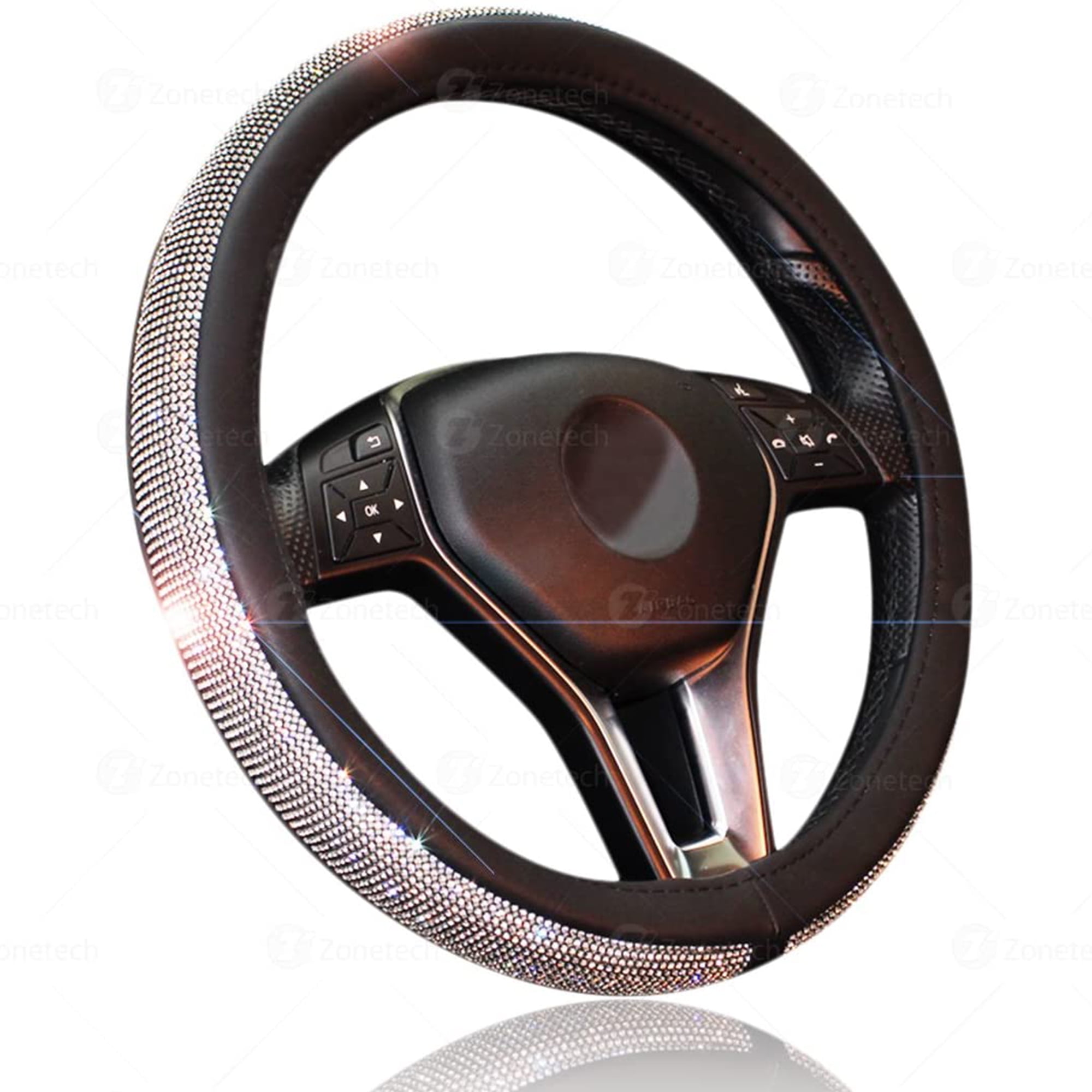 Zone Tech Rhinestone Steering Wheel Cover for Women Bling Car Accessories 