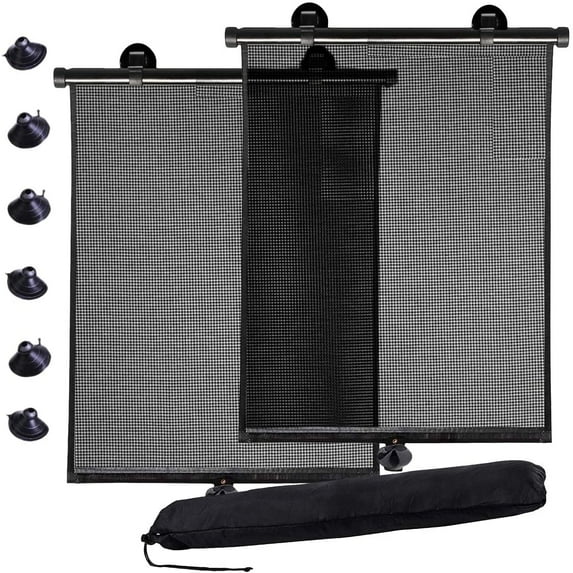 Zone Tech Roller Blinds Window Sun Shades - Baby and Passengers Sun Safety - Protects UV Rays and Heat for Cooler Car 20" x 16"