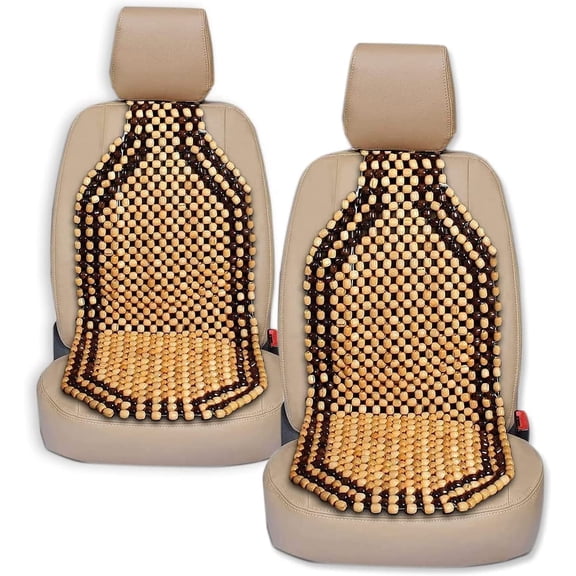 Zone Tech Set of 2 Double Strung Two Tone Wooden Beaded Ultra Comfort Massaging Car Seat Cushion