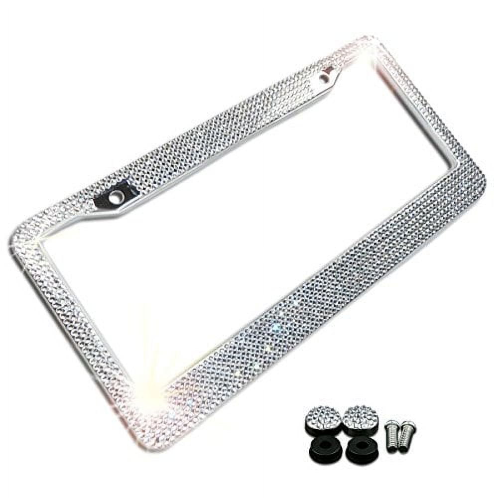 Zone Tech Shiny Bling License Plate Cover Frame Crystal Bling Novelty