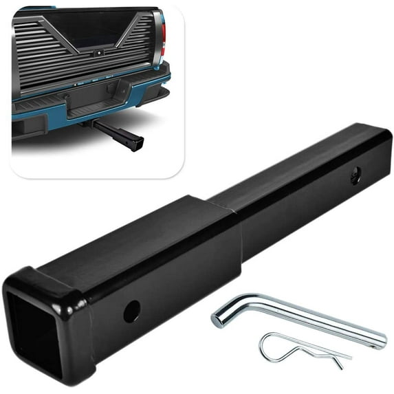 Zone Tech Trailer Hitch Receiver Tube Extender - Trailer Hitch Extension Receiver Tube Extenders for 2" Receiver, 7" Length, 3500 lbs with Pin & Clip