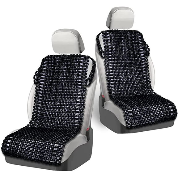 Zone Tech Universal Seat Cover 113873 Beaded Wooden Massaging Black 2 Pack