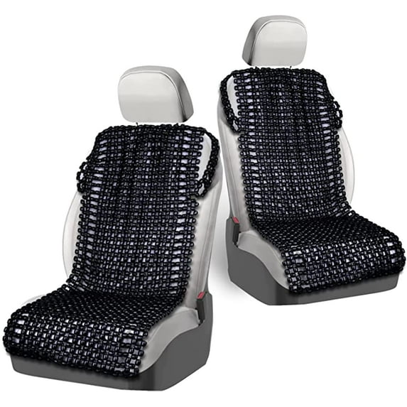 Zone Tech Universal Seat Cover 113873 Beaded Wooden Massaging Black 2 Pack