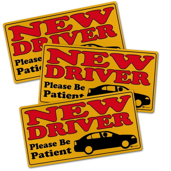 Zone Tech Vehicle Bumper Magnet- 3 Pack New Driver Please Be Patient Effective Bumper Decal Neon Yellow