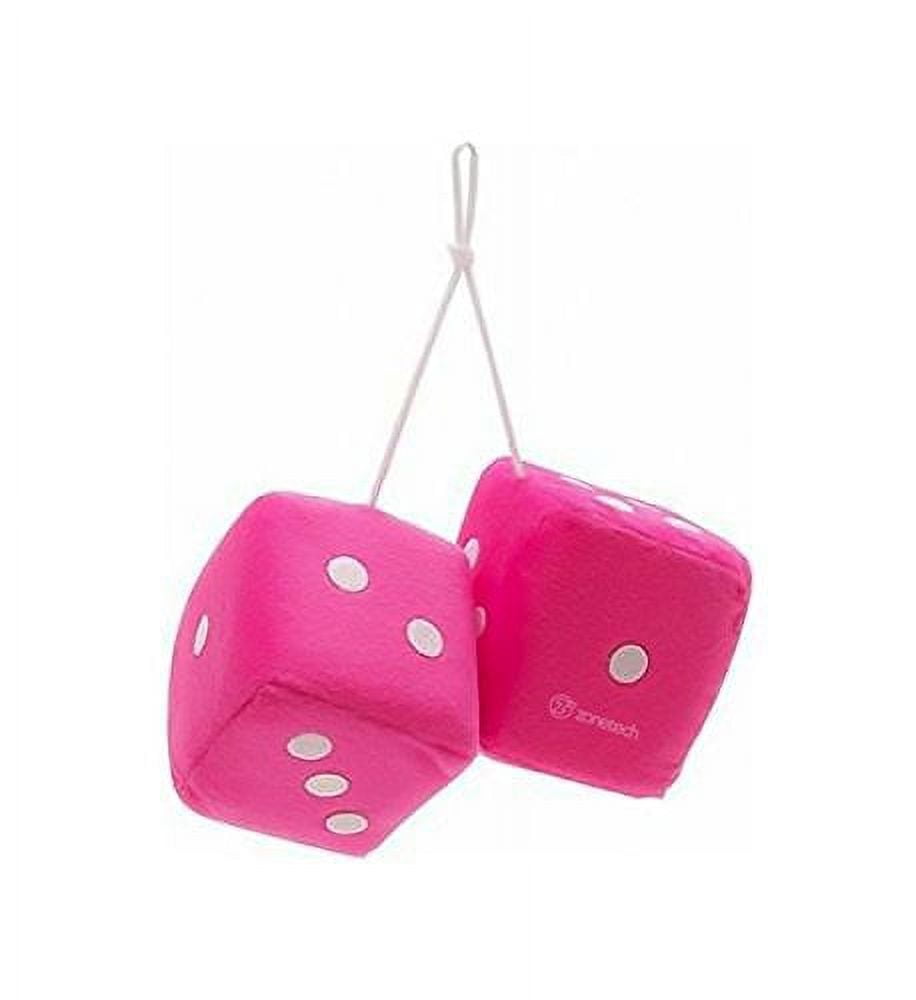 Zone Tech Vehicle Light Pink Hanging Dice for Car, Mirror Fuzzy Soft Plush  Decorative 3 a Pair GA34
