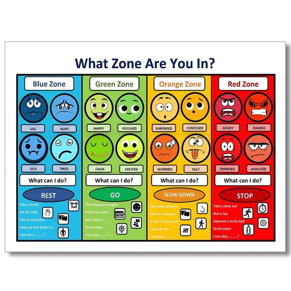What Zone Are You In Canvas Wall Art Therapy Office Decor School Counselor CBT DBT Therapy Counseling Poster Anxiety Relief Social Psychology Mental Health