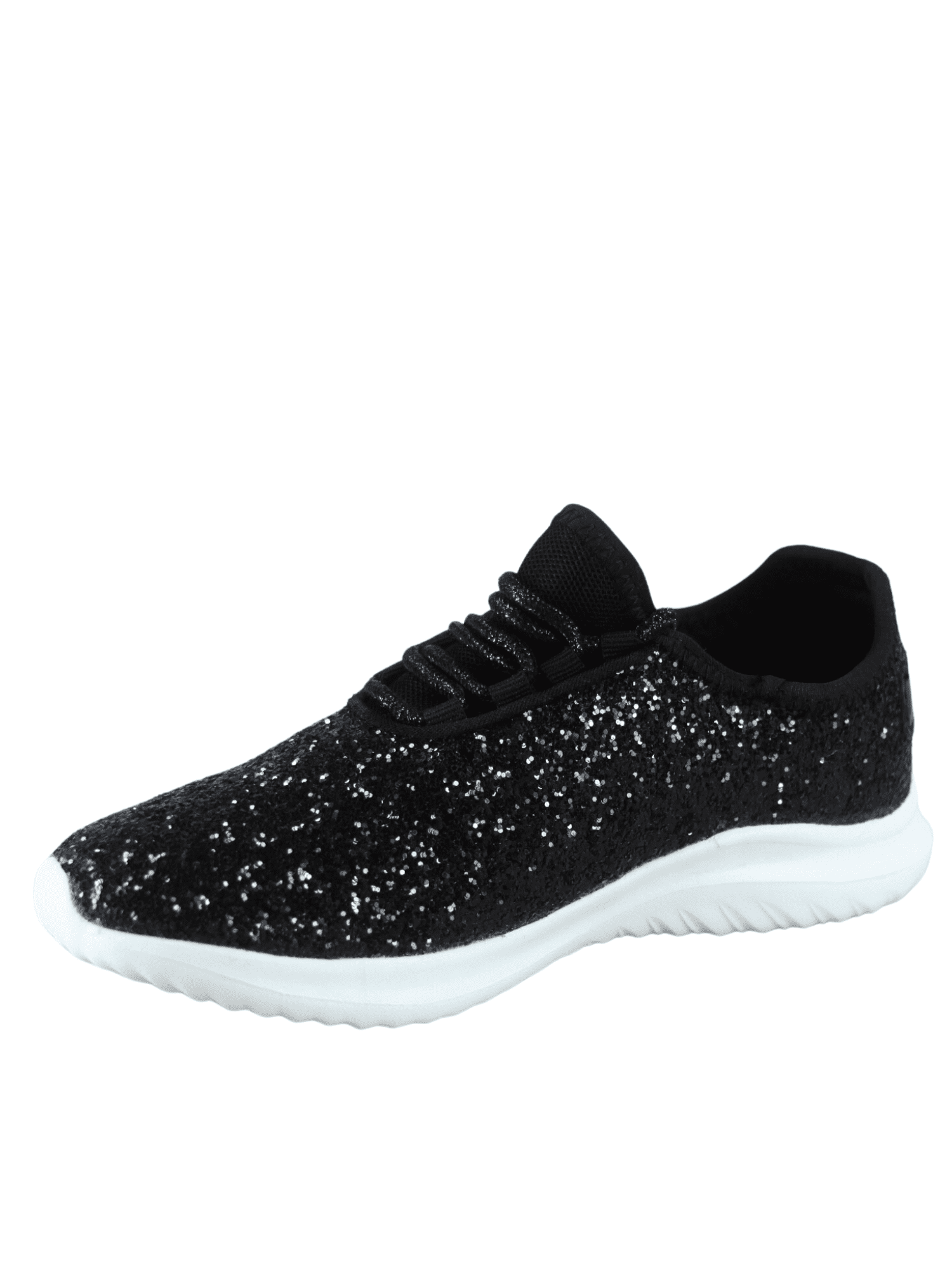 Black Glitter Glam Sneakers: Black Lightweight Women’s & Girl’s Fashion Sneakers Big Kid's 3