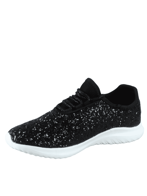 Zone1k Little Girl Big Girl Glitter Sparkle Comfort Light Weight Slip On Flat Sneaker Shoes