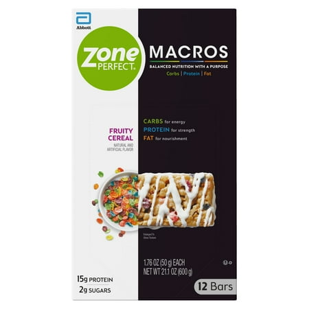 ZonePerfect Macros Nutrition Bars, Fruity Cereal, 12 count