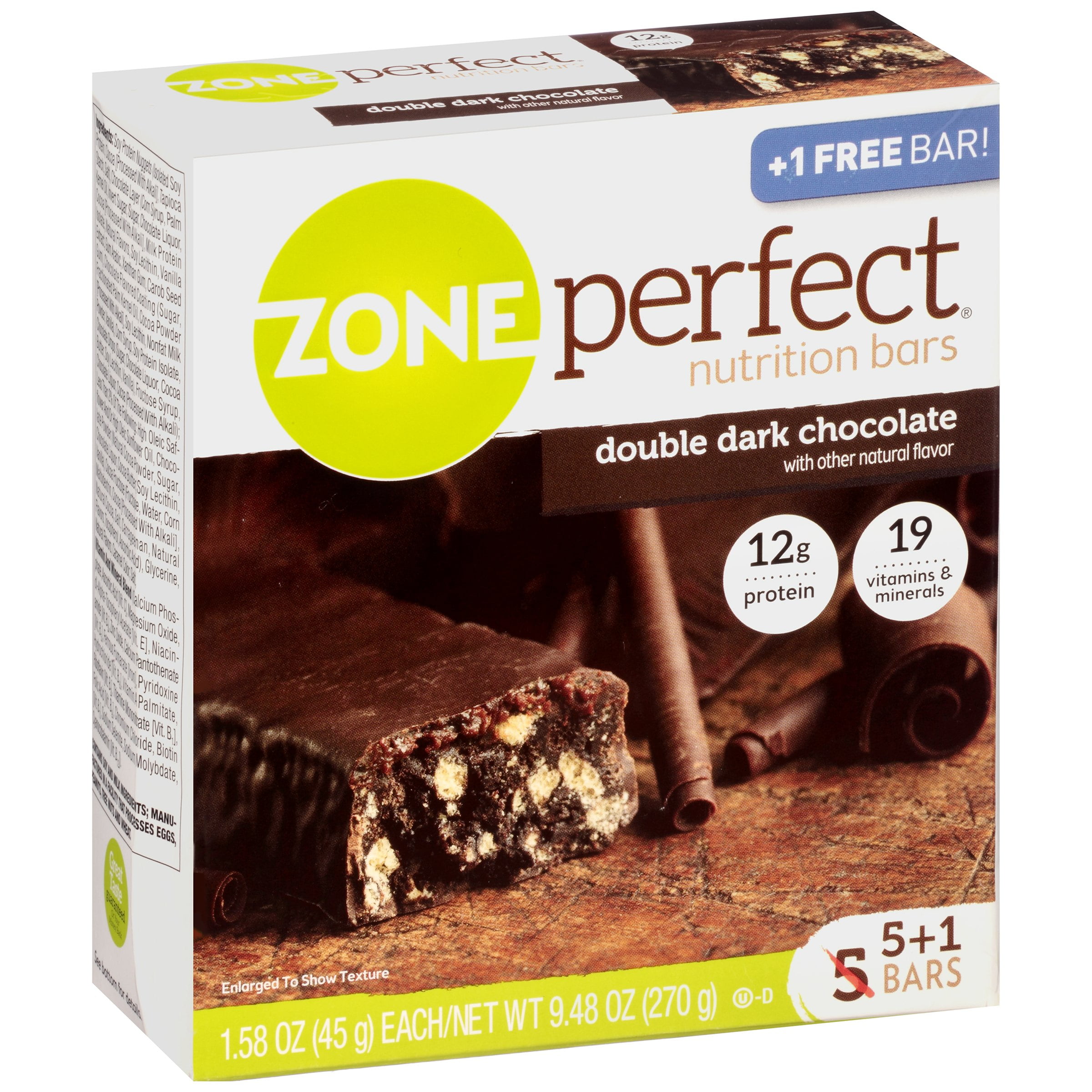 ZonePerfect Nutrition Bar, Double Dark Chocolate, 12g Protein, 6 Ct