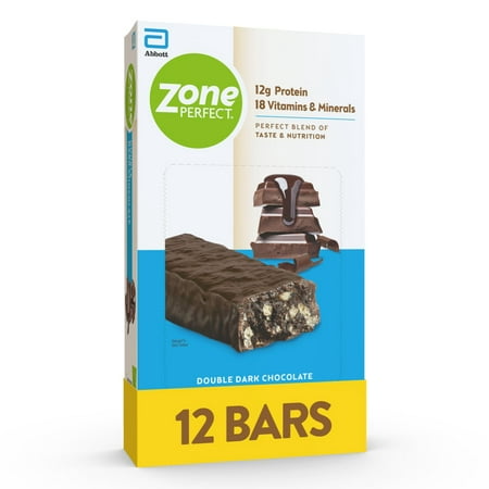 ZonePerfect Protein Bars | 12g Protein | 18 Vitamins & Minerals | Nutritious Snack Bar | Double Dark Chocolate | 12 Bars