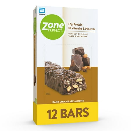 ZonePerfect Protein Bars | 13g Protein | 18 Vitamins & Minerals | Nutritious Snack Bar | Dark Chocolate Almond | 12 Bars