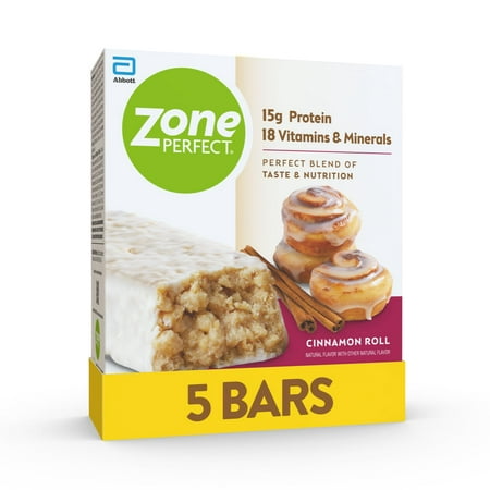 ZonePerfect Protein Bars | 15g Protein | 18 Vitamins & Minerals | Nutritious Snack Bar | Cinnamon Roll | 5 Bars