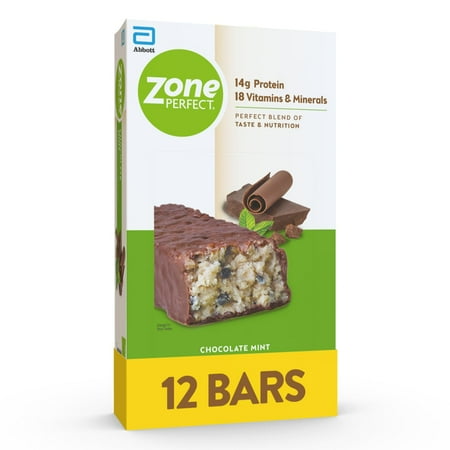 ZonePerfect Protein Bars | 14g Protein | 18 Vitamins & Minerals | Nutritious Snack Bar | Chocolate Mint | 12 Bars