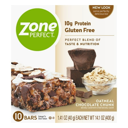 ZonePerfect Protein Bars, Snack For Breakfast or Lunch, Oatmeal Chocolate Chunk, 10 Count