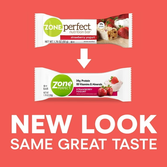 ZonePerfect Protein Bars, Strawberry Yogurt, 14g of Protein, Nutrition Bars With Vitamins & Minerals, Great Taste Guaranteed, 1 Bar