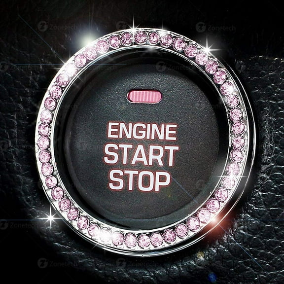 Zone Tech Chrystal Bling Ring Emblem Sticker Pink - Crystal Bling Car Accessory for Auto Start Ignition Button Key