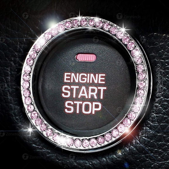 ZoneTech Crystal Bling Ring Emblem Sticker, Pink, 35 Pieces
