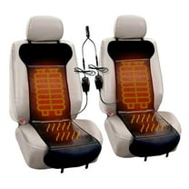 ZoneTech Heated Car Seat Cover Cushion, 12V Plug, Black, 2 Pack